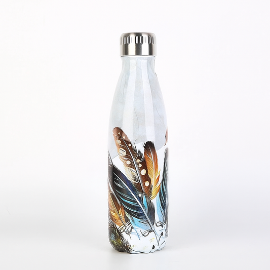 500ml double wall printed steel bottle leaf
