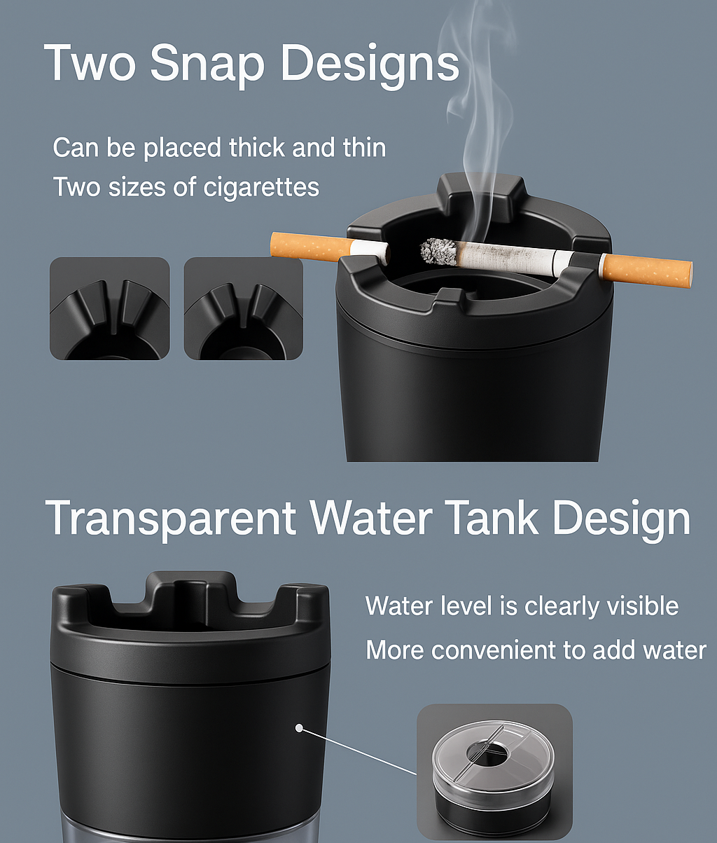 Ashtray with water tank