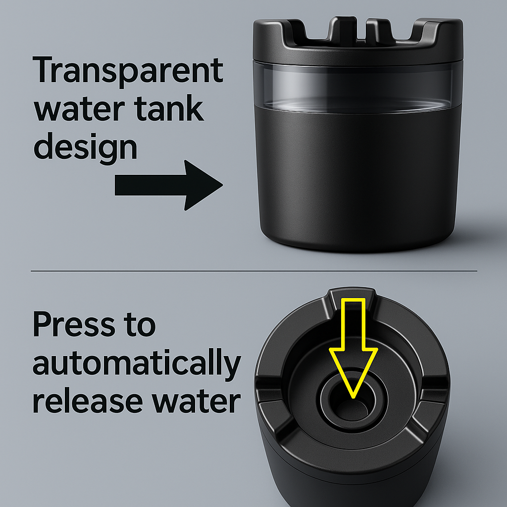 Ashtray with water tank