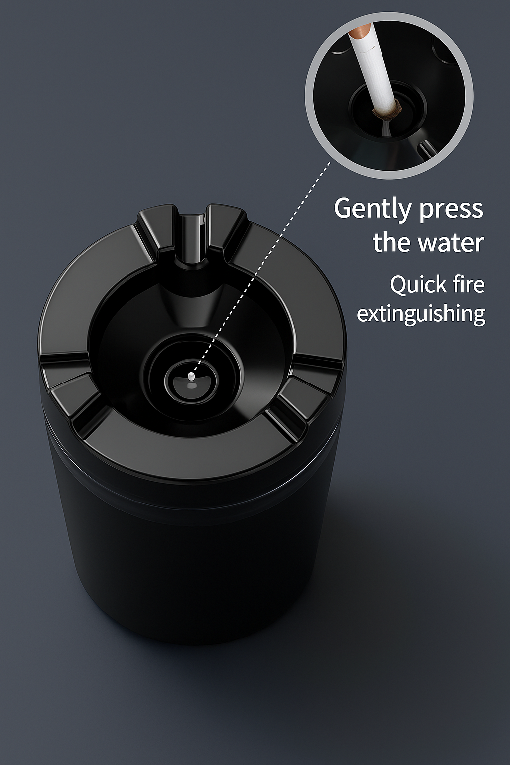 Ashtray with water tank