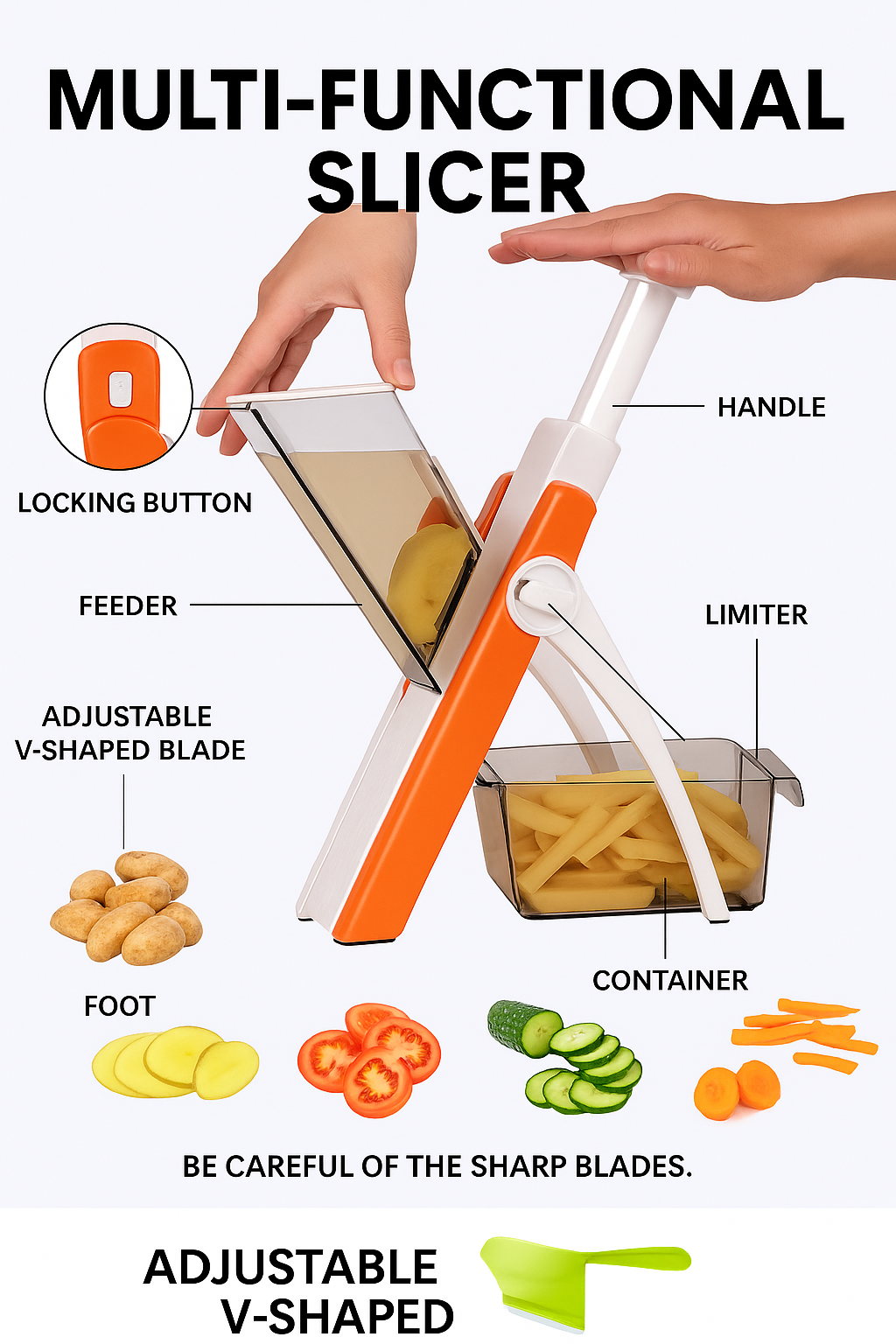 Safe mandoline slicer
