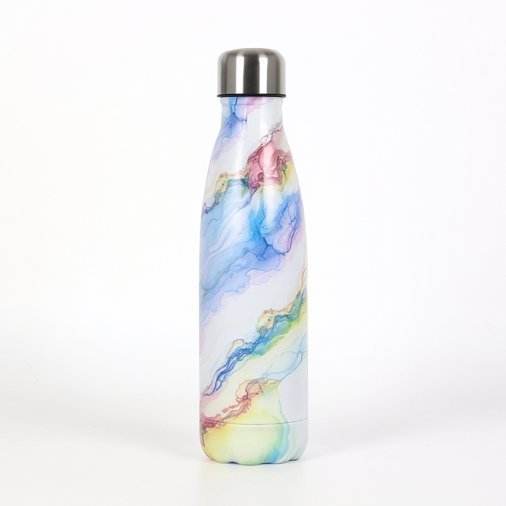 500ml double wall printed steel bottle leaf
