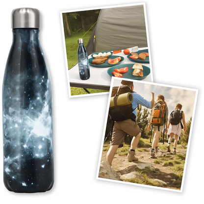 500ml double wall printed steel bottle leaf